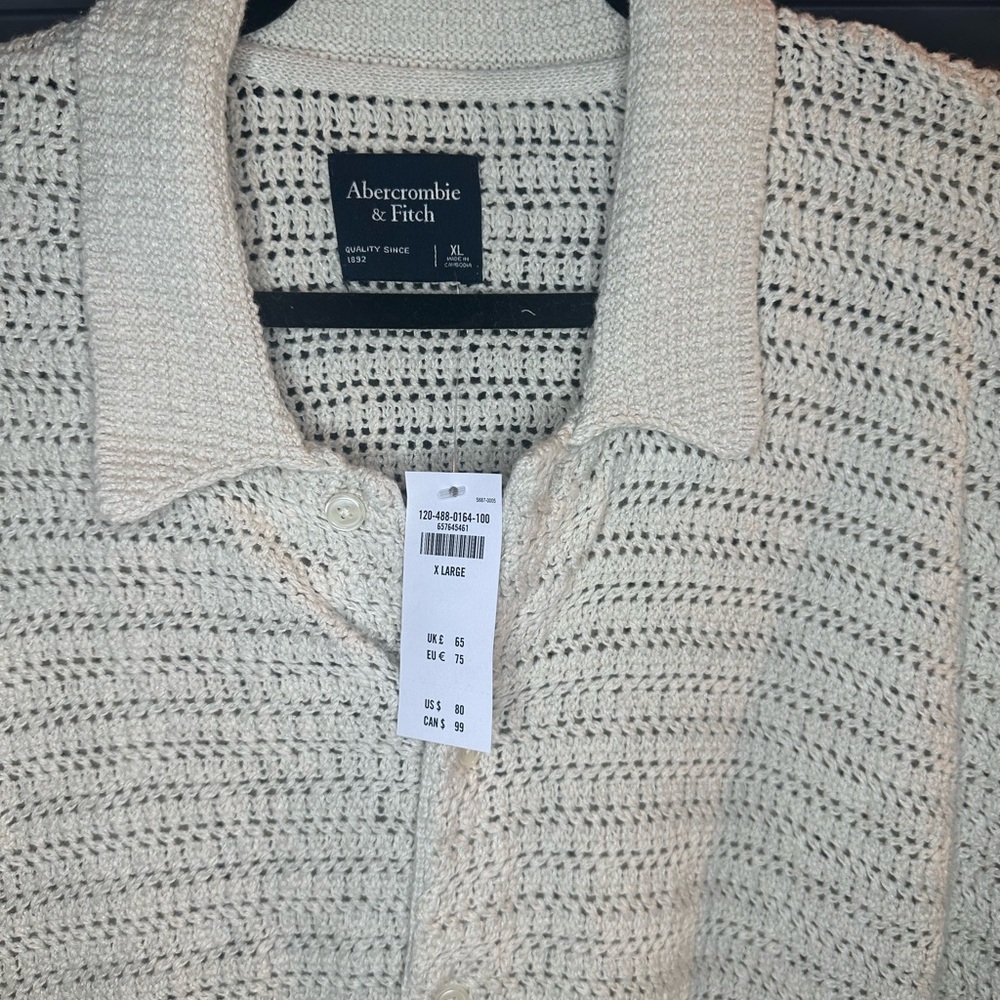 Abercrombie & Fitch Cream Knit Cardigan Sweater